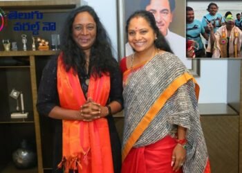 mlc kalvakuntla kavitha met swimmer smt goli shyamala,pak jalasandhi, telugu golden tv et,teluguworldnow.com