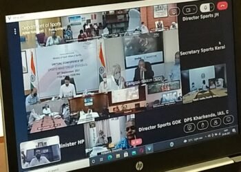Telangana Minister V Srinivas Goud & National Games Minister Anurag Singh Tagur Participated in Virtuval Meeting,V9 News Telugu,Telangana Political News,www.teluguworldnow.com