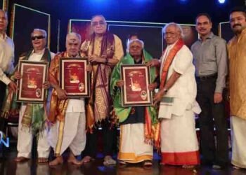 Balamuralikrishna National Award recipients Dr. T.K Murthy, Shri M. Chandrasekaran & Shri T.H. Vikku Vinayak Ram,telugu golden tv,my mix entertainements,www.teluguworldnow.com