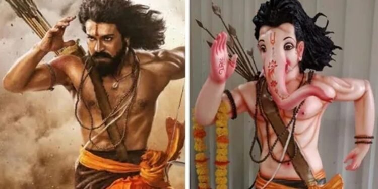 RRR Movie Alluri Sita Ramaraja Fame Vinayaka Vigrahas వినాయక విగ్రహ రూపాల్లో RRR జోరు… అల్లూరి, కొమరం భీమ్ గా దర్శనమిస్తున్న బొజ్జ గణపయ్య..