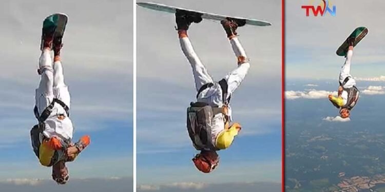 Sky-Surfer spins like helicopter - Guinness World Records, Keith Kebe Edward Snyder Skysurfing,International News,Telugu Golden TV,v9 news telugu,www.teluguworldnow.com,my mix entertainments
