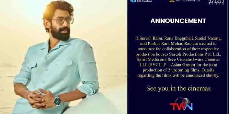 D Suresh Babu, Rana Daggubati, Suniel Narang, and Puskur Ram Mohan Rao Collaborate, Announces Two Films,Telugu Golden TV,v9 news telugu,My Mix Entertainments,telugu world news,www.teluguworldnow.com