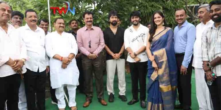 Grand Pooja Ceremony of Production No1,@vishwaprasadtg,Hyd City Commissioner Shri Sreenivasa Reddy , Producer VishwaPrasad , Director Bobby , KSrinivasaReddy , Avanish Thiruveedhula , Simran Chowdary