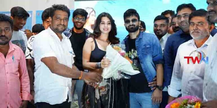 Praveen Rajkumar, Sasika Tikku, Ashureddy,Sanjay Reddy Bangarapu at Chakradhari movie pre-release event at Padmavyuham in Rayachoti. Film News, Telugu World Now