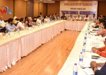 Issuance of YouTube news channels recognition accreditations, Telangana Media Academy round table meeting, Chairman K. Srinivas Reddy, Telugu World Now