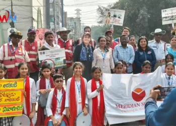 Road Safety Awareness Event, students Meridian School, Kukatpally & SCSC Traffic Volunteers, Sadak Pe Suraksha – Hamari Suraksha, Cyberabad Traffic Police campaign, Cyderabad News